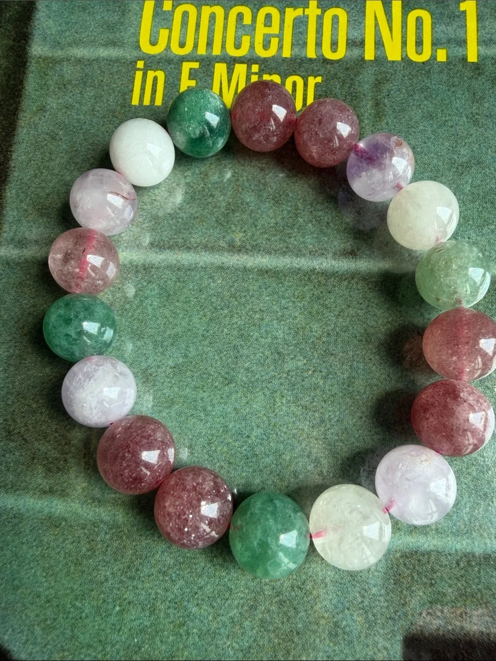 Multicolor Natural Gemstone Quartz Bracelet - Green, Pink & White